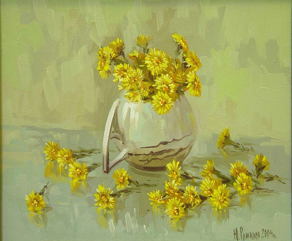 Ю. Романов. Брызги весеннего солнца. 2004. Х., м. 30 х 35