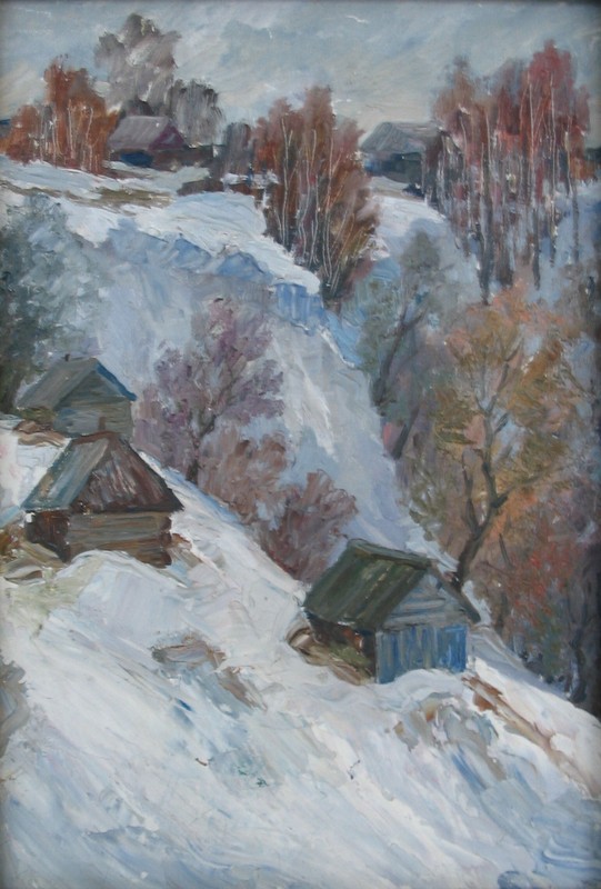 Н. Юткин. Бани Нового села. 1975. X., м. 50 х 43